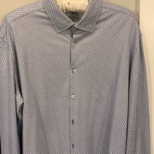 Stone Rose blue and white print, long sleeve shirt